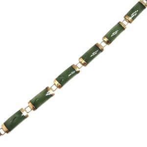 Dark Green Jade Sterling Silver Link Bracelet